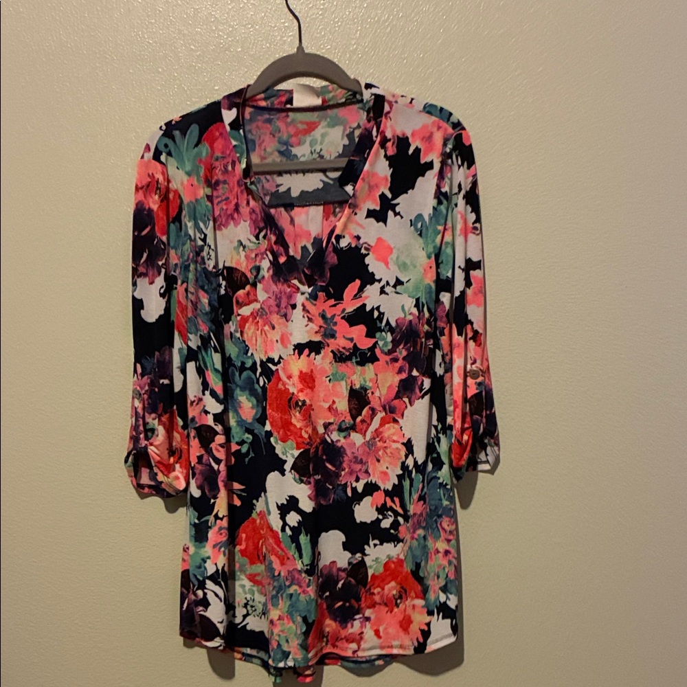 Floral V-Neck Women's Top
